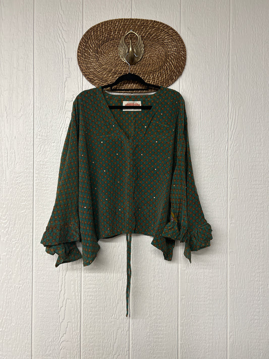 Crepe Sari Bell Sleeve Butterfly Top 0326 265