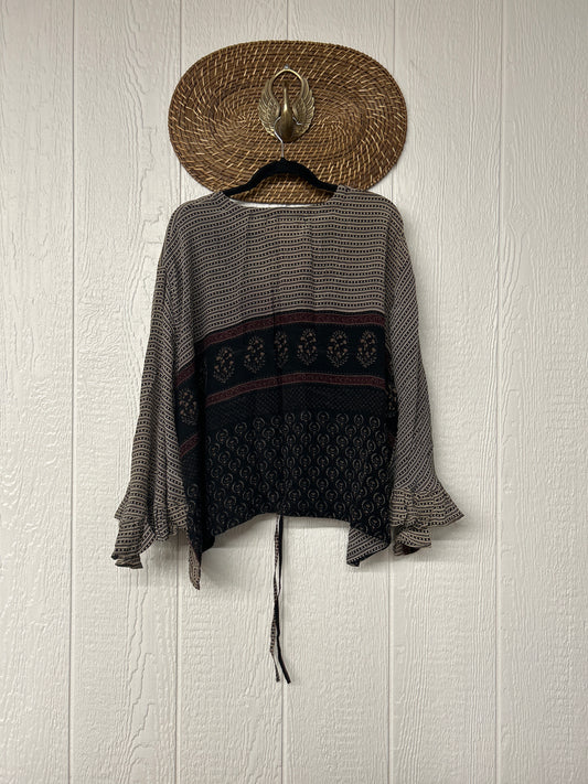 Crepe Sari Bell Sleeve Butterfly Top 0326 223