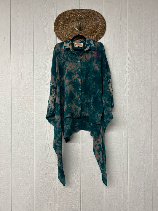 Crepe Sari Summer Nirvana Button Down 0626 086