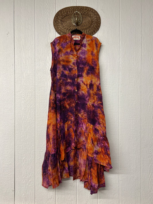 Crepe Sari Summer Dahlia Duster 0726 083