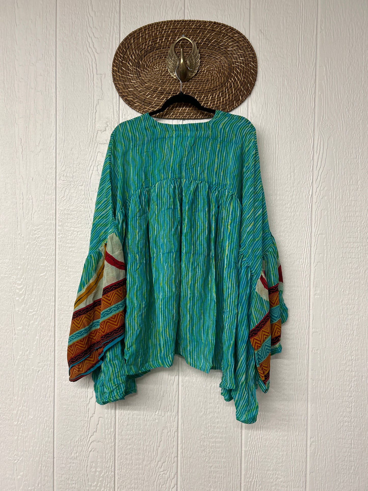 Crepe Sari Bell Sleeve Gold Dust Crop 0826 256