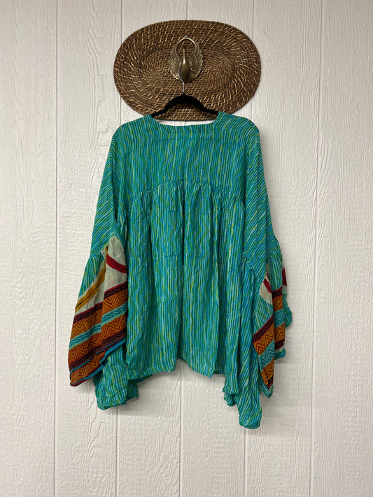 Crepe Sari Bell Sleeve Gold Dust Crop 0826 256