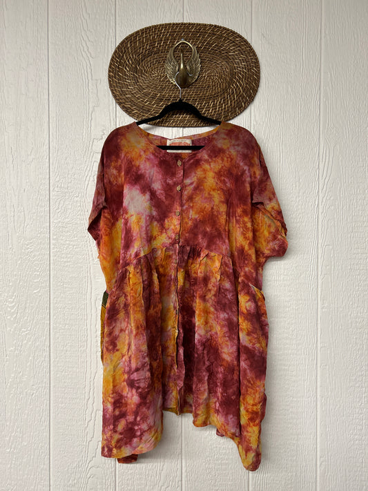 Crepe Sari Daydreamer Button Down Mini  0426 173