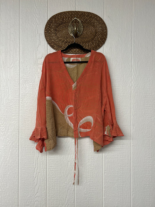 Crepe Sari Bell Sleeve Butterfly Top 0326 220