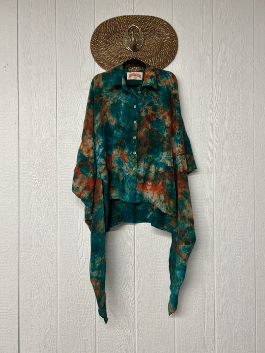 Crepe Sari Summer Nirvana Button Down 0626 005