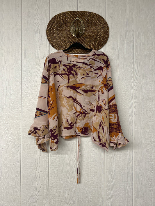 Crepe Sari Bell Sleeve Butterfly Top 0326 214