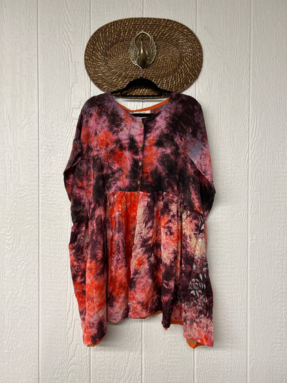 Crepe Sari Daydreamer Button Down Mini  0426 252