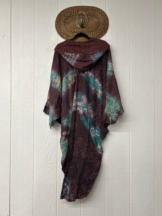 Aura Edit Pareo Kantha Poetic Hoodie Maxi 0726 009
