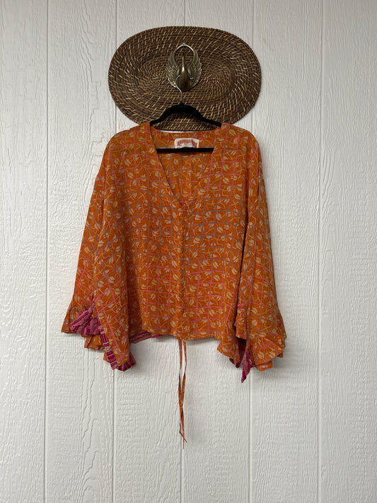 Crepe Sari Bell Sleeve Butterfly Top 0326 228