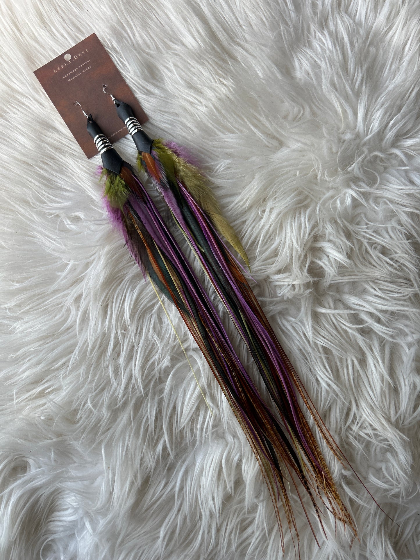 Leela Devi Long Feather Earrings