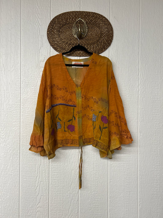 Crepe Sari Bell Sleeve Butterfly Top 0326 226