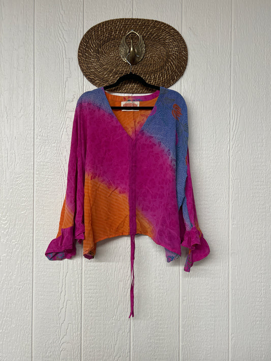 Crepe Sari Bell Sleeve Butterfly Top 0326 253