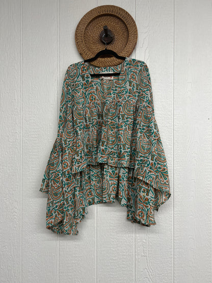 Crepe Sari Bell Sleeve Gold Dust Crop 0826 015