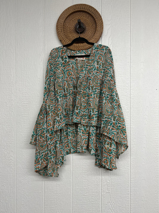 Crepe Sari Bell Sleeve Gold Dust Crop 0826 015