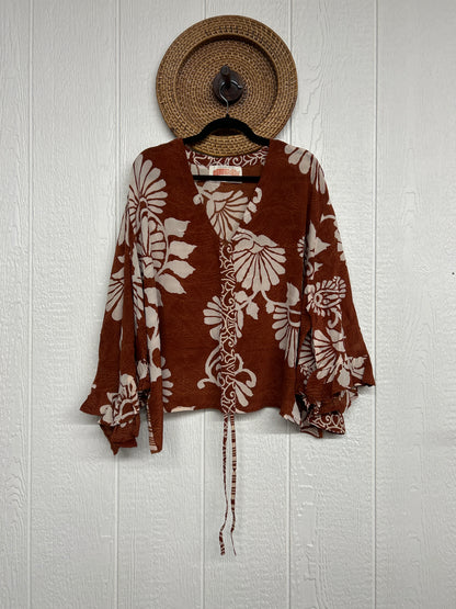 RETAIL Crepe Sari Bell Sleeve Butterfly Top 0326 064