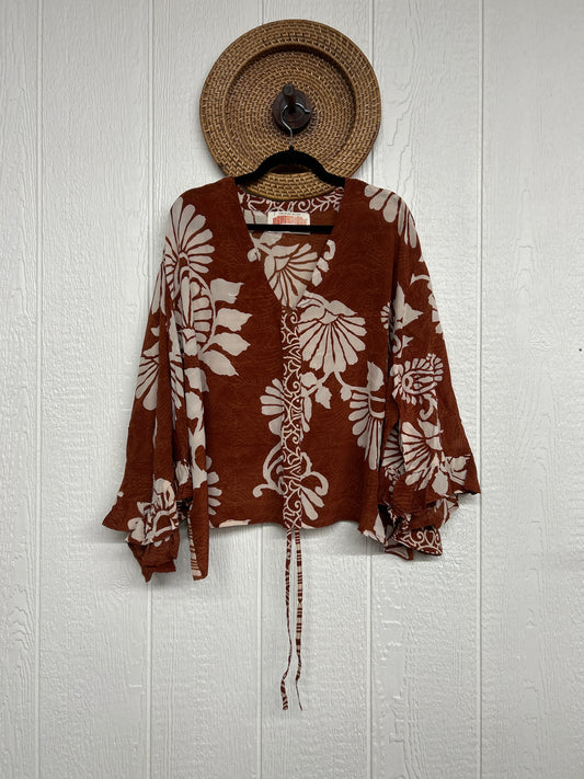 RETAIL Crepe Sari Bell Sleeve Butterfly Top 0326 064