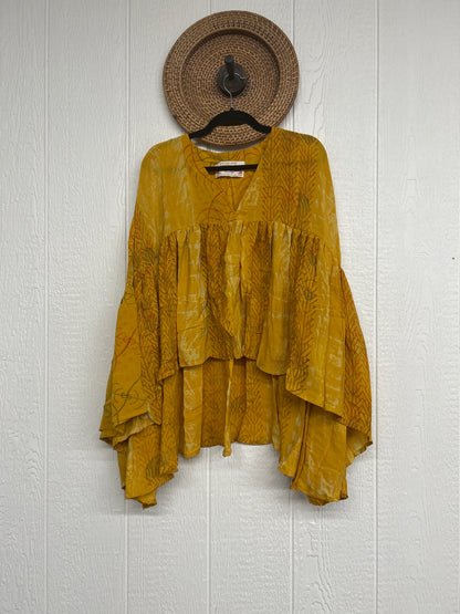 Crepe Sari Bell Sleeve Gold Dust Crop 0826 018