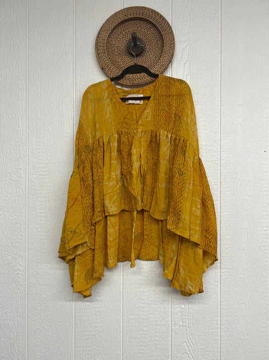 Crepe Sari Bell Sleeve Gold Dust Crop 0826 018