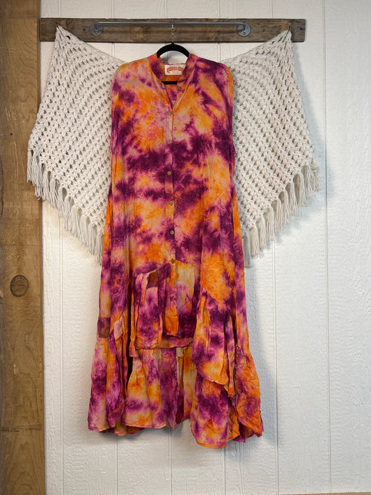 Crepe Sari Summer Dahlia Duster 0726 247