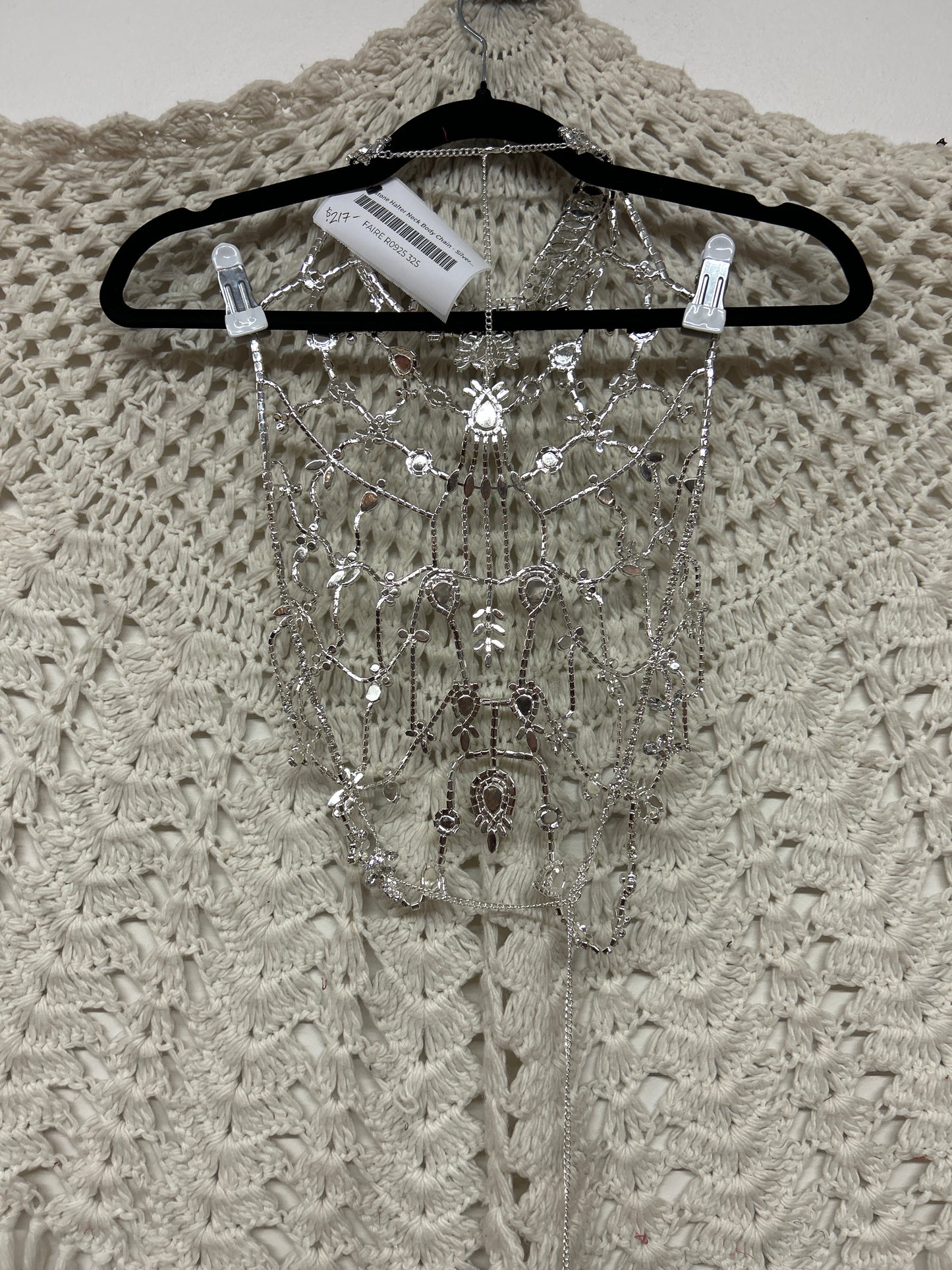 Rhinestone Halter Neck Body Chain - Silver - 001