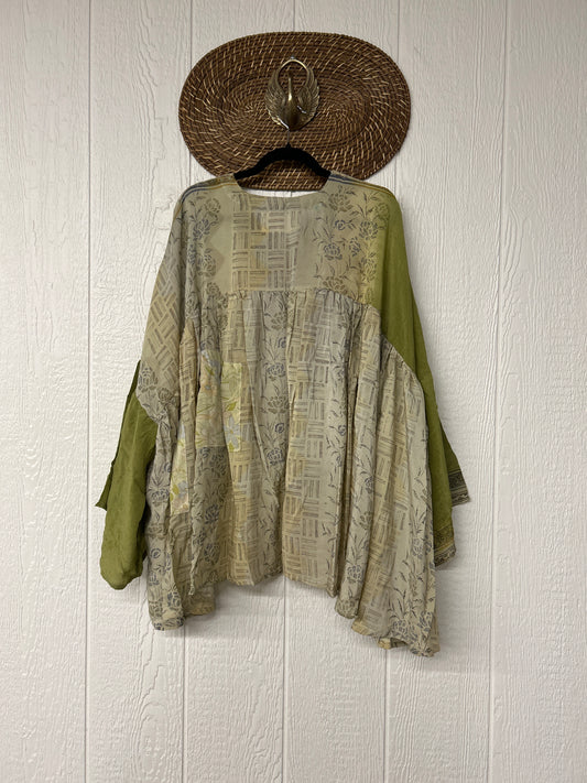 Crepe Sari Bell Sleeve Gold Dust Crop 0826 233