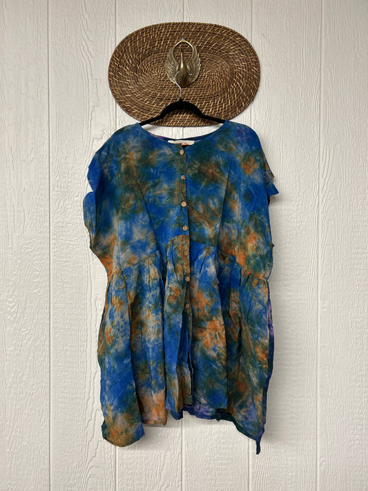 Crepe Sari Daydreamer Button Down Mini  0426 229