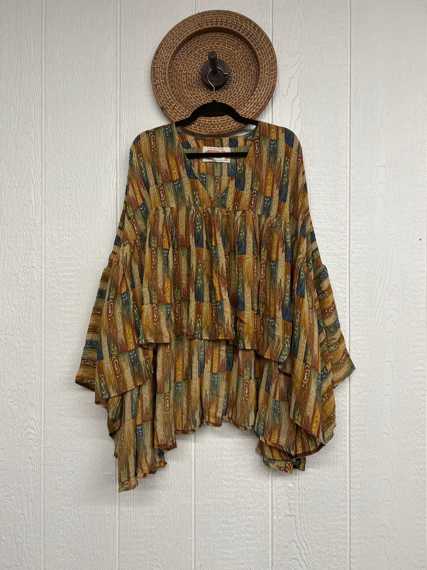 Crepe Sari Bell Sleeve Gold Dust Crop 0826 090