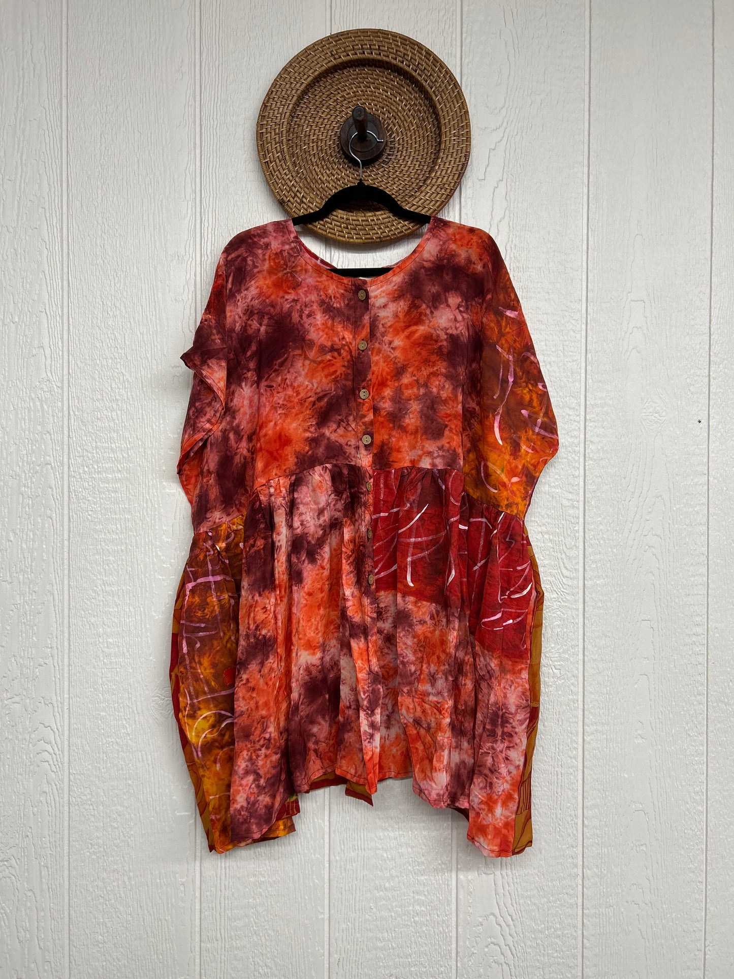 Crepe Sari Daydreamer Button Down Mini  0426 059