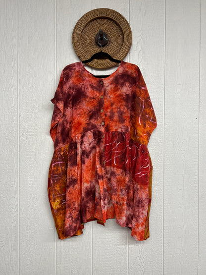 Crepe Sari Daydreamer Button Down Mini  0426 059