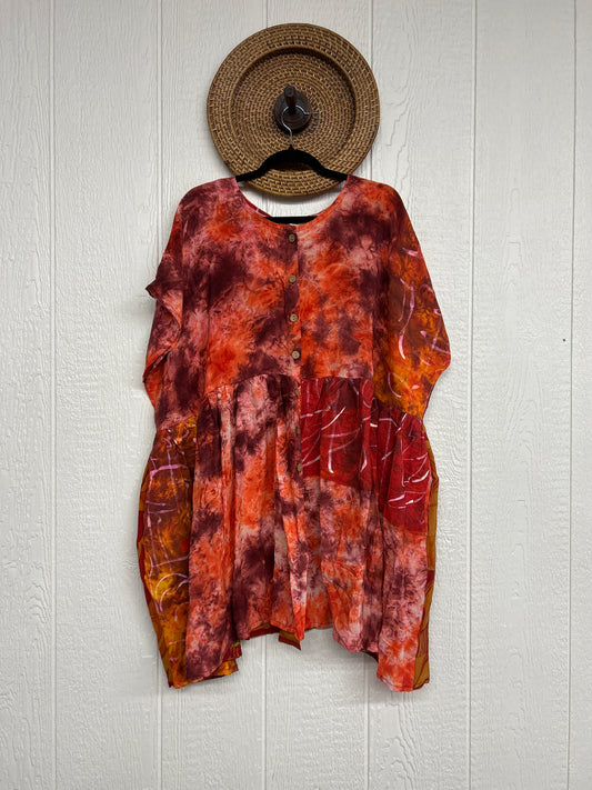 Crepe Sari Daydreamer Button Down Mini  0426 059