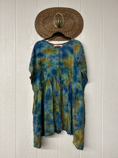 Crepe Sari Daydreamer Button Down Mini  0426 095