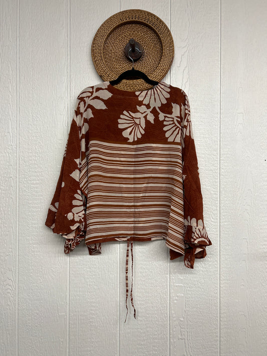 RETAIL Crepe Sari Bell Sleeve Butterfly Top 0326 064