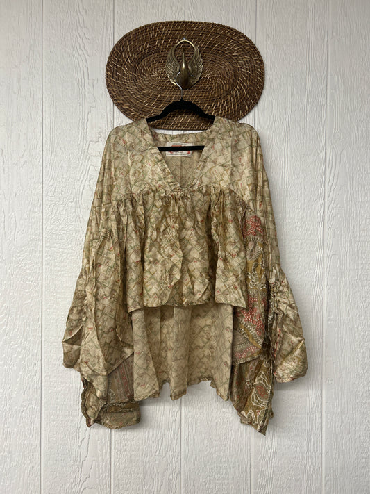 Crepe Sari Bell Sleeve Golddust Crop 0426 019