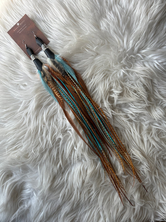 Leela Devi Long Feather Earrings