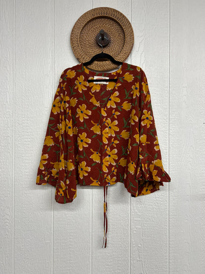 Crepe Sari Bell Sleeve Butterfly Top 0326 136