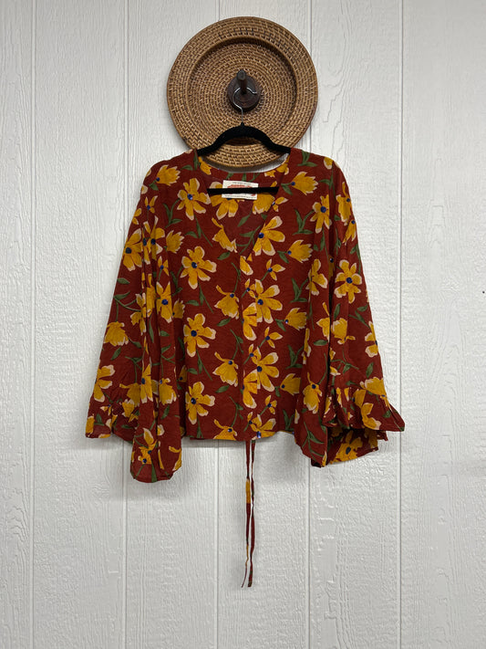 Crepe Sari Bell Sleeve Butterfly Top 0326 136