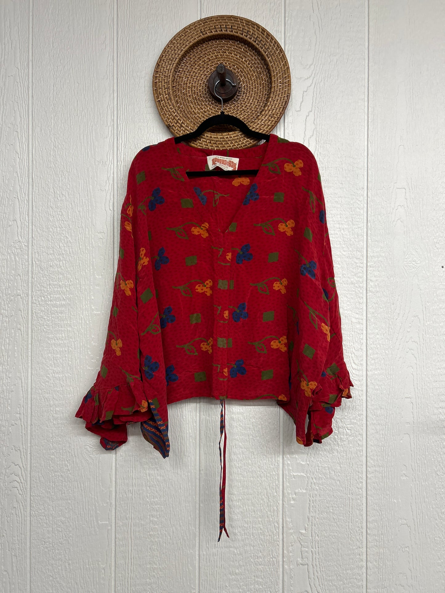 Crepe Sari Bell Sleeve Butterfly Top 0326 091