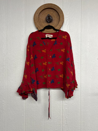 Crepe Sari Bell Sleeve Butterfly Top 0326 091