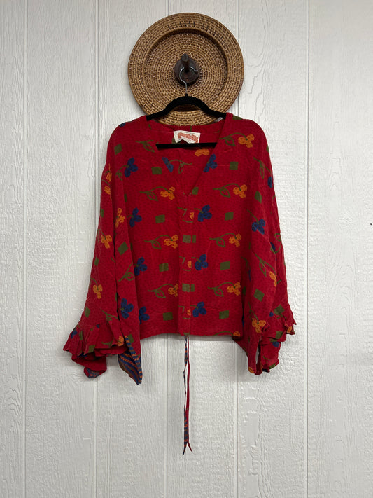 Crepe Sari Bell Sleeve Butterfly Top 0326 091
