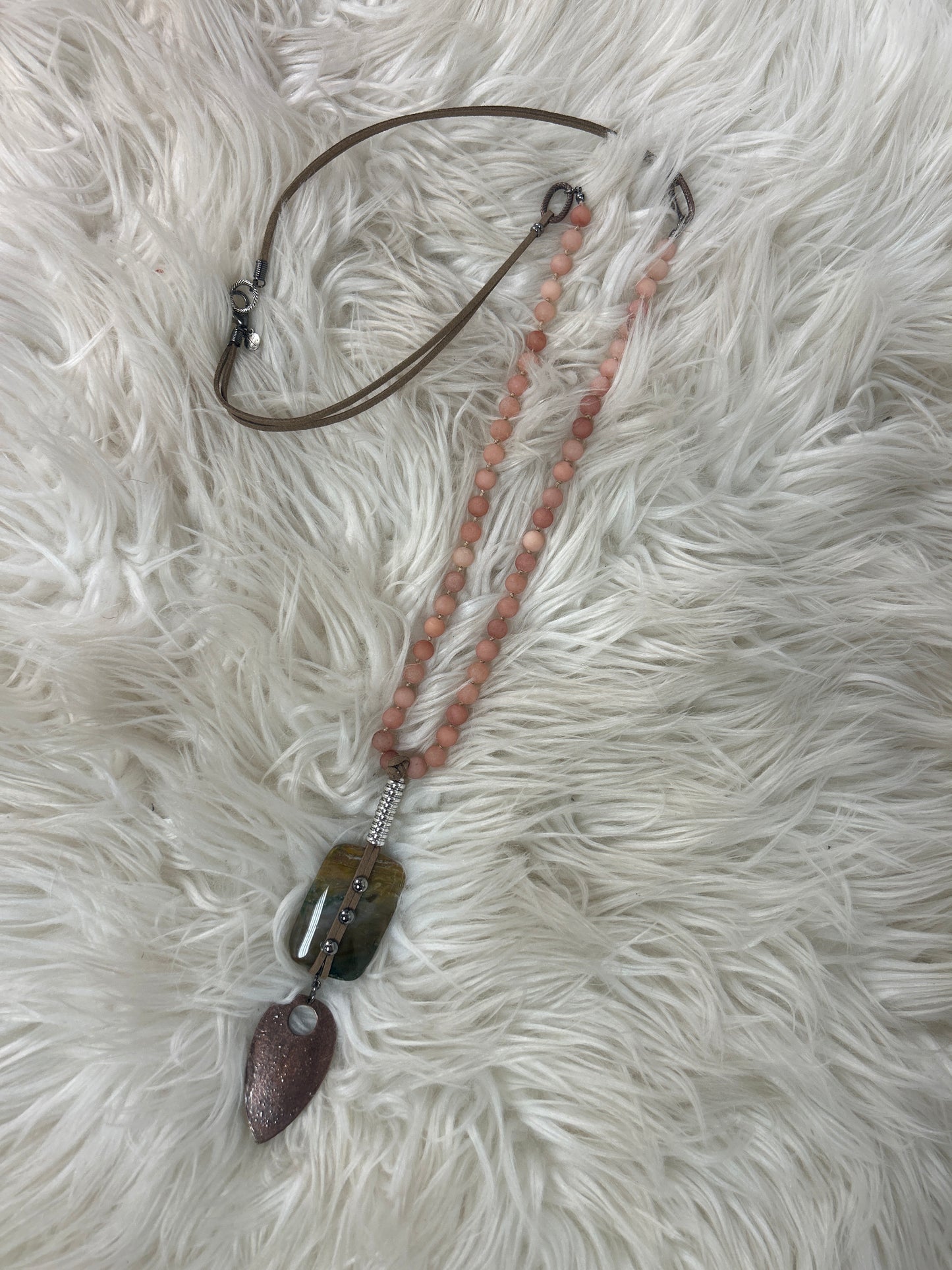 RETAIL Pink Beaded Stone Necklace 0226 024