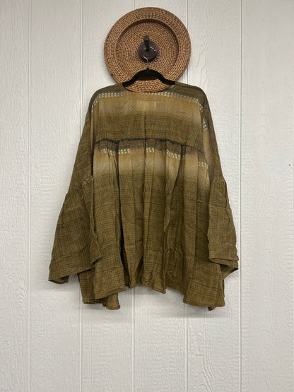 Crepe Sari Bell Sleeve Gold Dust Crop 0826 016