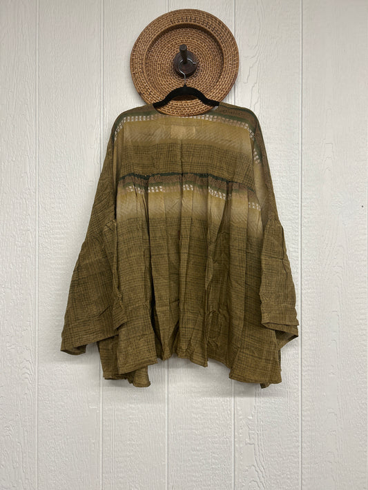 Crepe Sari Bell Sleeve Gold Dust Crop 0826 016