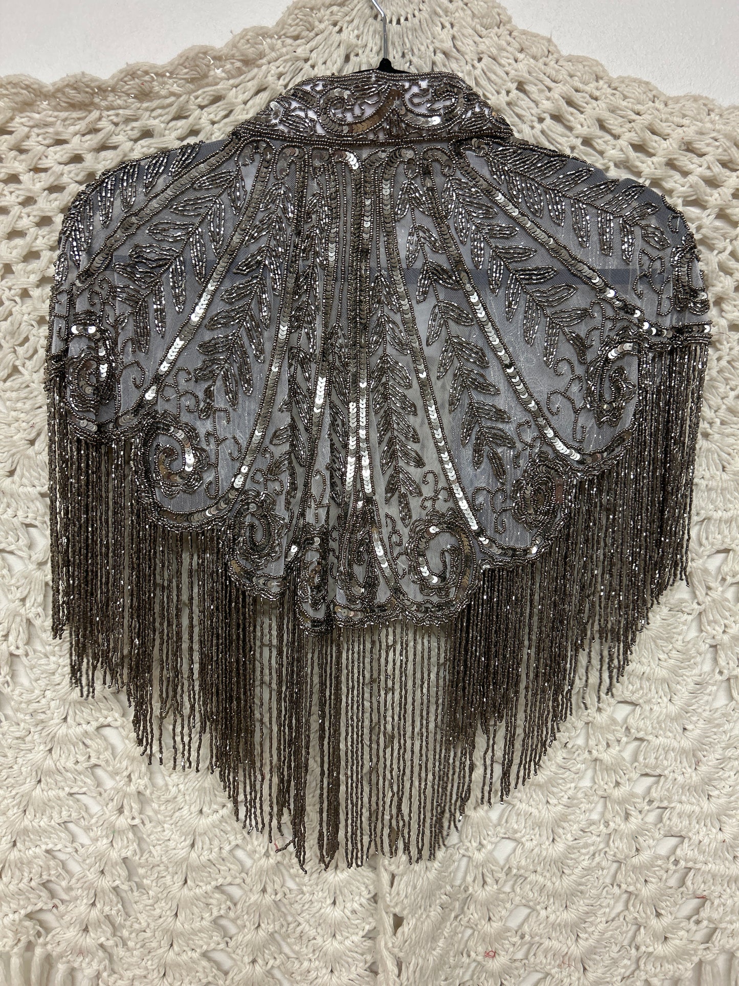 Beaded Shawl - Capalete Grey - 001