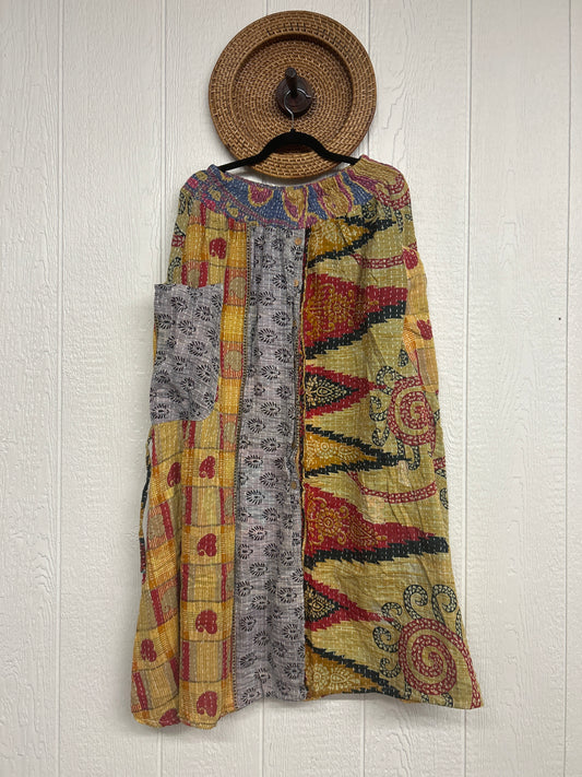 Pareo Kantha Butterfly Cargo Skirt 0426 247