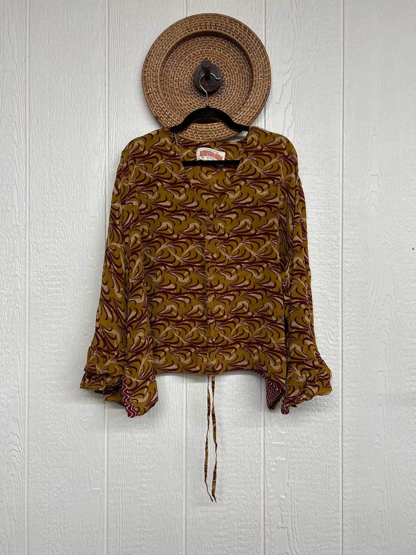 Crepe Sari Bell Sleeve Butterfly Top 0326 021