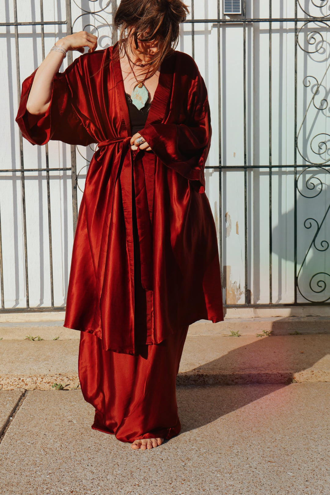 Stardust Silk Kimono - Crimson - Kantha Bae