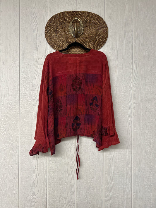 Crepe Sari Bell Sleeve Butterfly Top 0326 276