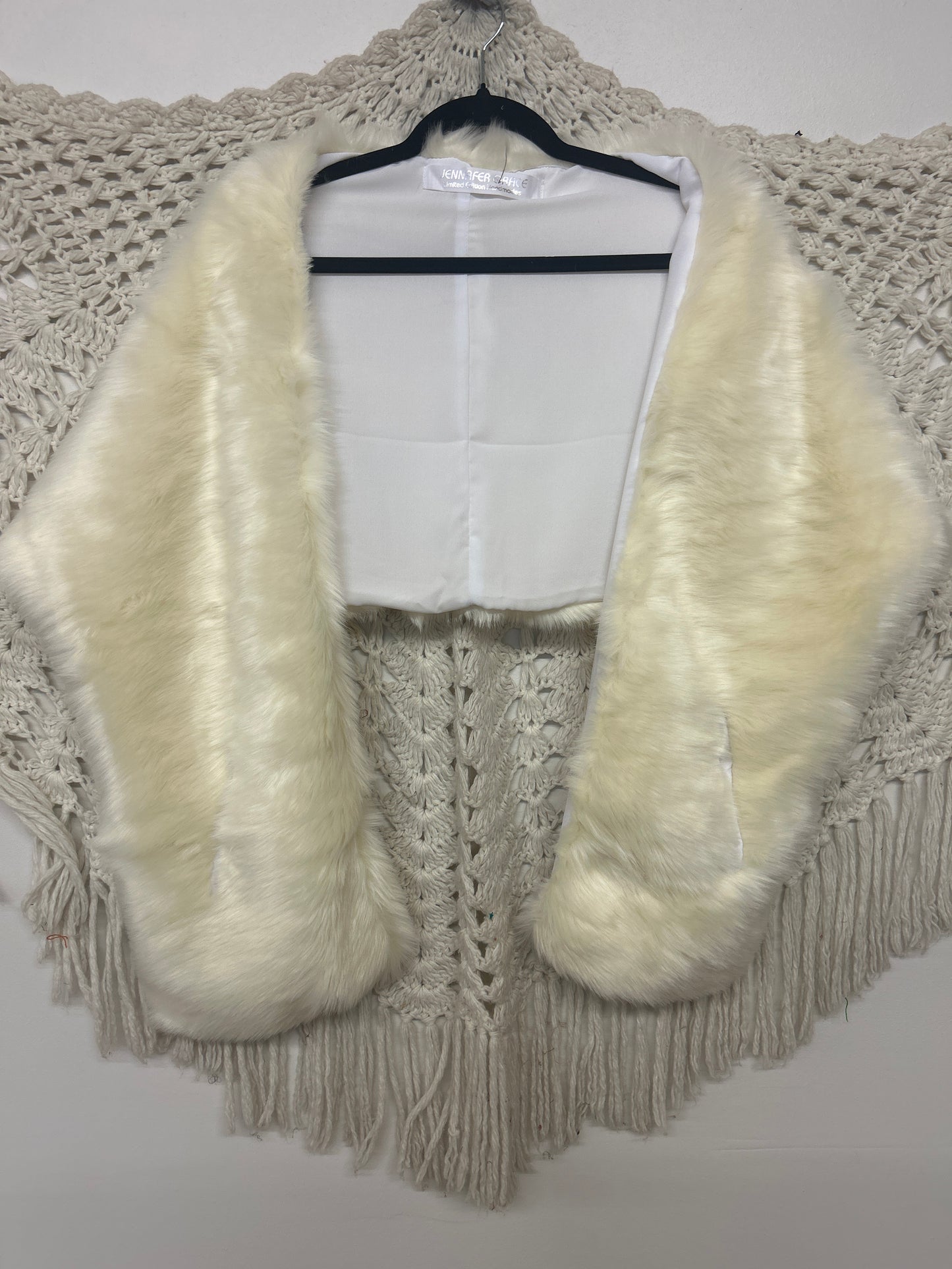 Ivory Faux Fur Shawl