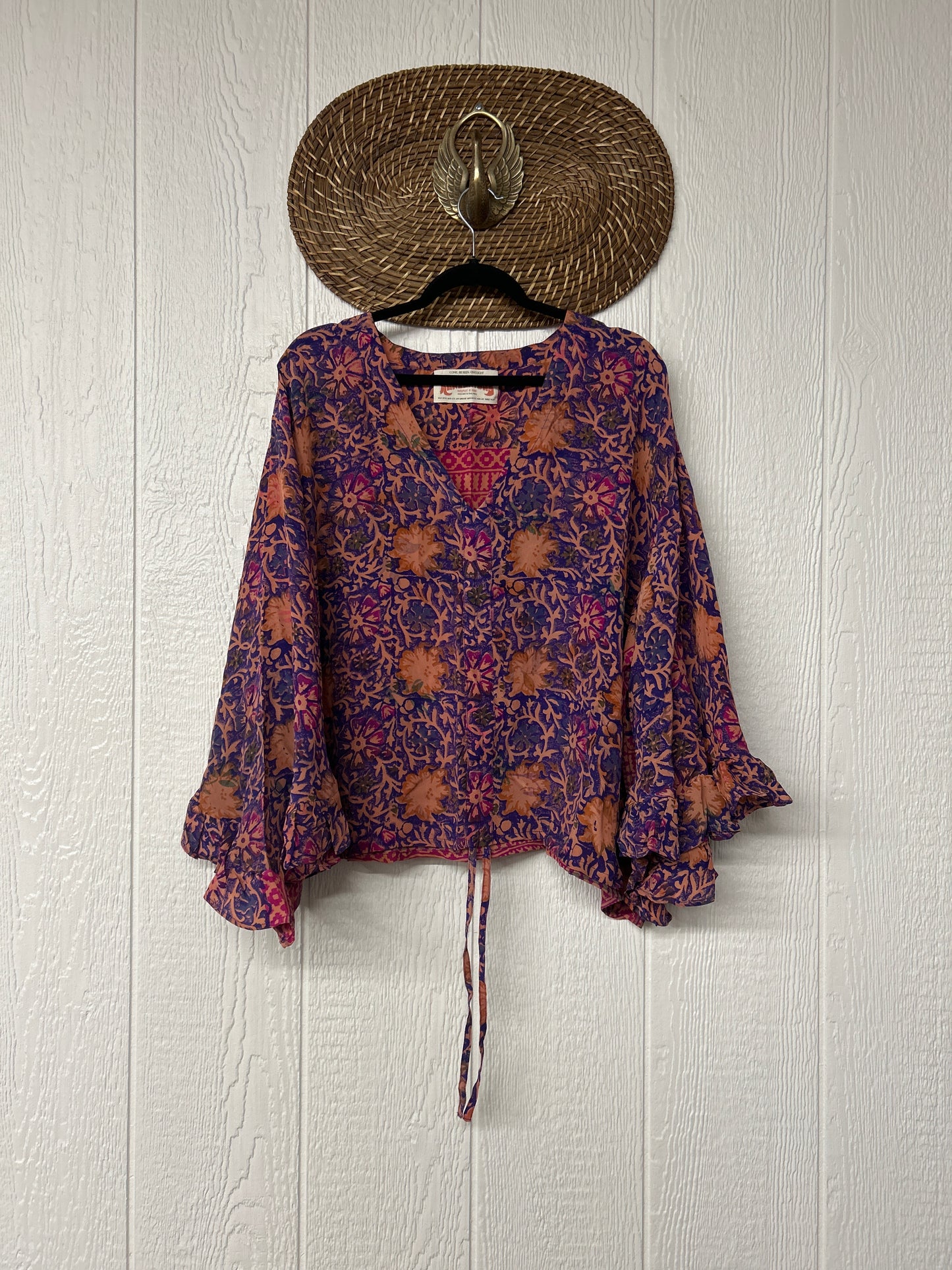 RETAIL Crepe Sari Bell Sleeve Butterfly Top 0326 166