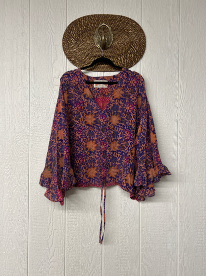 RETAIL Crepe Sari Bell Sleeve Butterfly Top 0326 166